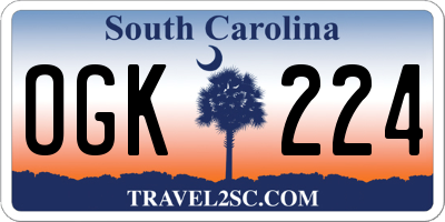 SC license plate OGK224