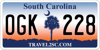 SC license plate OGK228