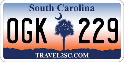 SC license plate OGK229