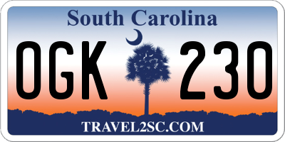 SC license plate OGK230