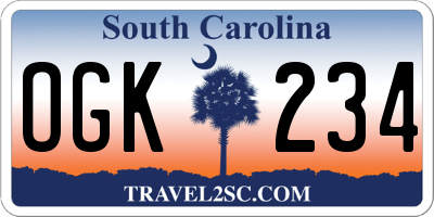 SC license plate OGK234