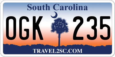 SC license plate OGK235