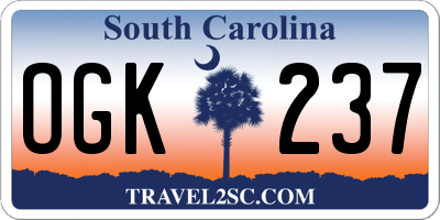 SC license plate OGK237