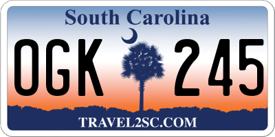 SC license plate OGK245