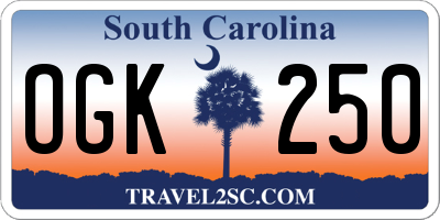 SC license plate OGK250