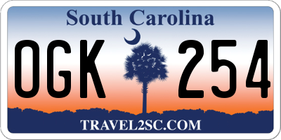 SC license plate OGK254
