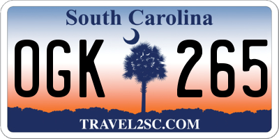 SC license plate OGK265