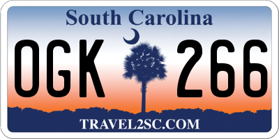 SC license plate OGK266