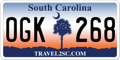 SC license plate OGK268