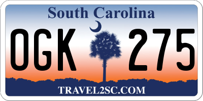 SC license plate OGK275