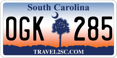 SC license plate OGK285