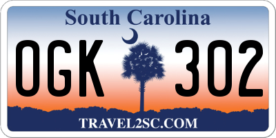 SC license plate OGK302