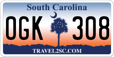 SC license plate OGK308
