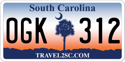 SC license plate OGK312