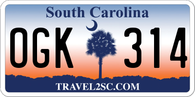 SC license plate OGK314