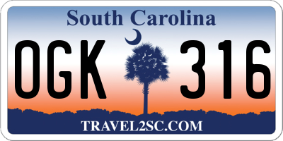 SC license plate OGK316