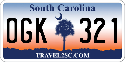 SC license plate OGK321