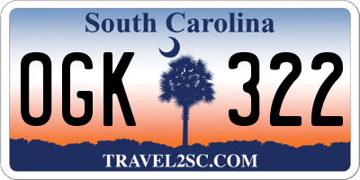 SC license plate OGK322