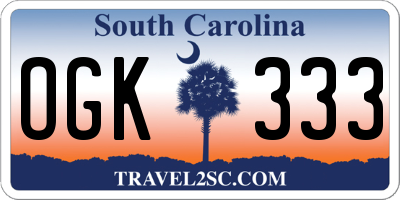 SC license plate OGK333