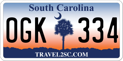 SC license plate OGK334