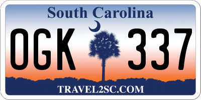 SC license plate OGK337