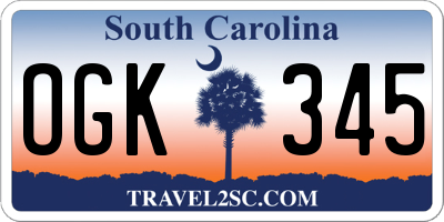 SC license plate OGK345