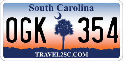 SC license plate OGK354