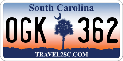 SC license plate OGK362