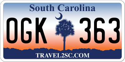 SC license plate OGK363