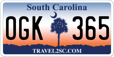 SC license plate OGK365