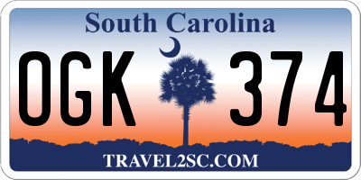 SC license plate OGK374