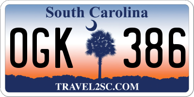 SC license plate OGK386
