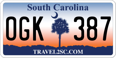 SC license plate OGK387