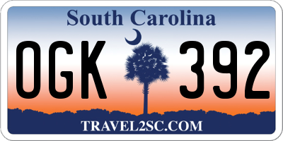SC license plate OGK392