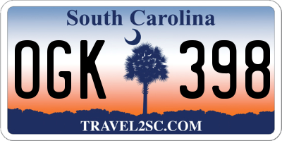 SC license plate OGK398