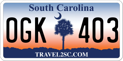 SC license plate OGK403