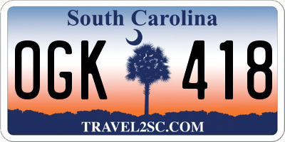 SC license plate OGK418