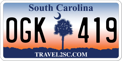 SC license plate OGK419