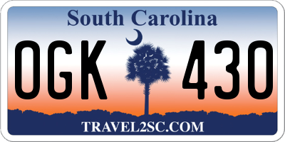 SC license plate OGK430