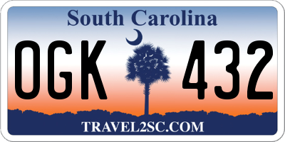 SC license plate OGK432