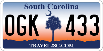 SC license plate OGK433