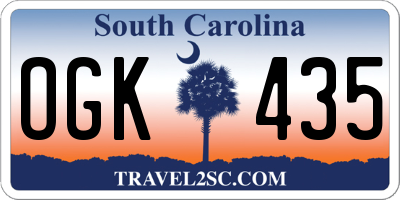 SC license plate OGK435