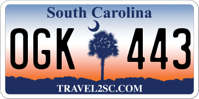 SC license plate OGK443
