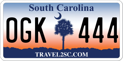 SC license plate OGK444