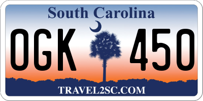 SC license plate OGK450