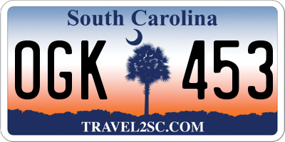 SC license plate OGK453