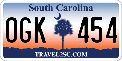 SC license plate OGK454