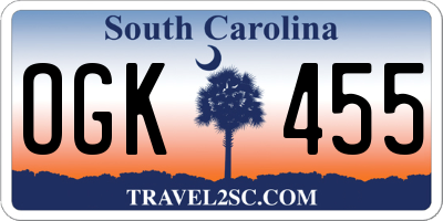 SC license plate OGK455