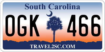 SC license plate OGK466