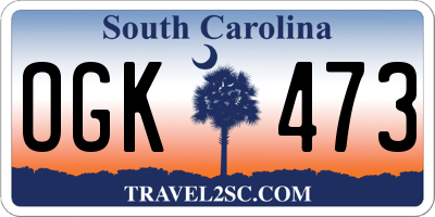 SC license plate OGK473